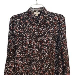 LOFT‎ Women's Long Sleeve Button Down Shirt Floral Print Blouse Size S